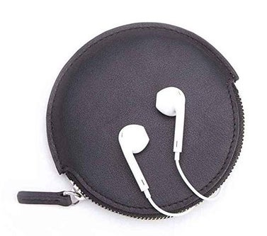 Circular Leather Earbud Case