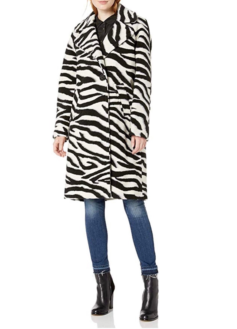 Rachel Roy Women's Zebra Notch Collar Wool Coat