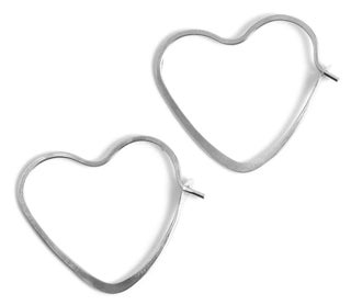 3/4 Inch Heart Shape Hoop Earrings in Silver