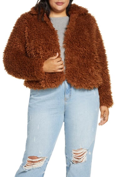 Curly Faux Fur Bomber Jacket