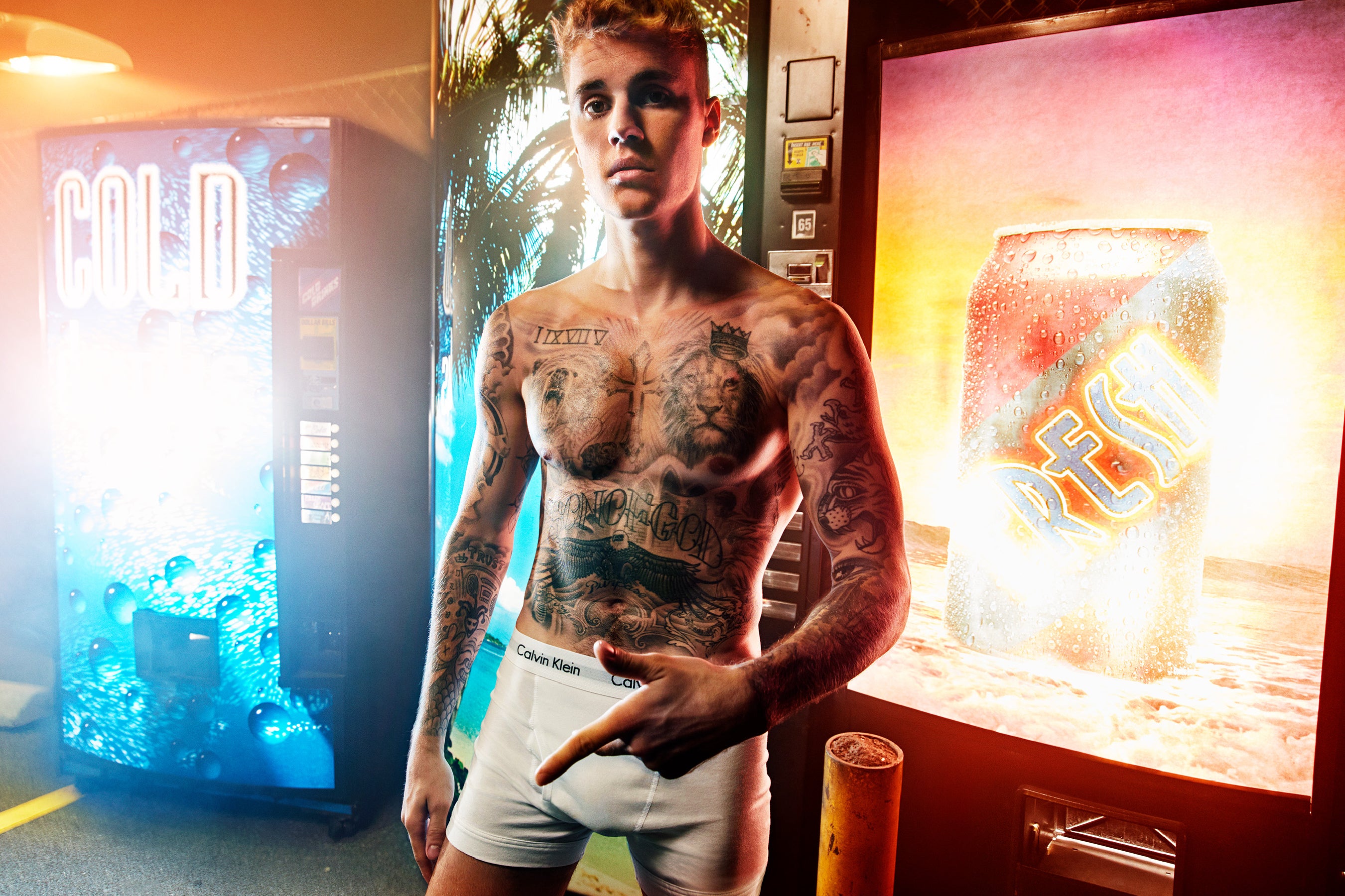 Justin Bieber Sits in His Underwear While Getting Tattoos Covered