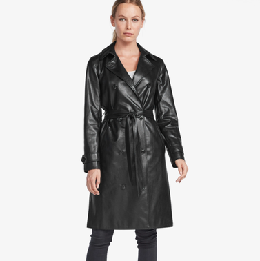 Vegan Leather Double Breasted Trench