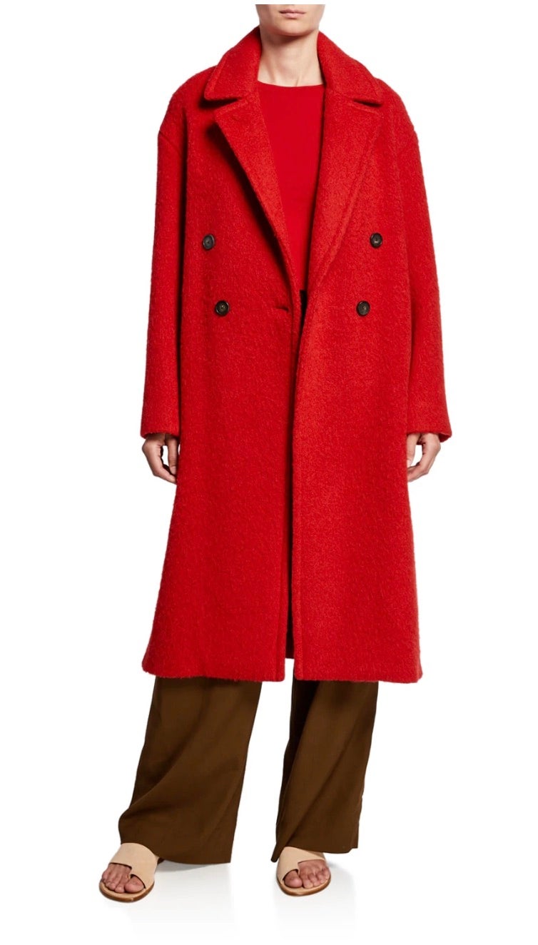 Vince Double-Breasted Alpaca Long Coat