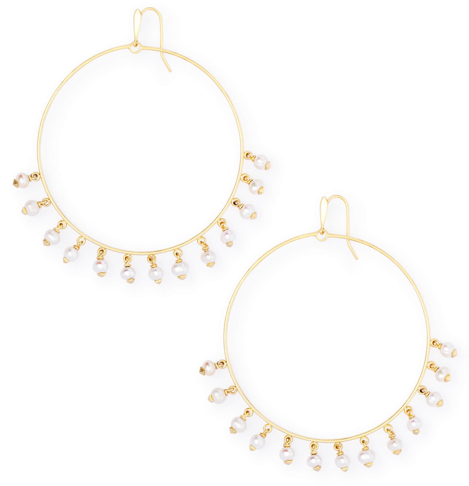 Hilty Gold Hoop Earrings In Pearl