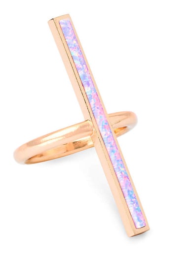 Reggie Rose Gold Cocktail Ring In Lavender Kyocera Opal