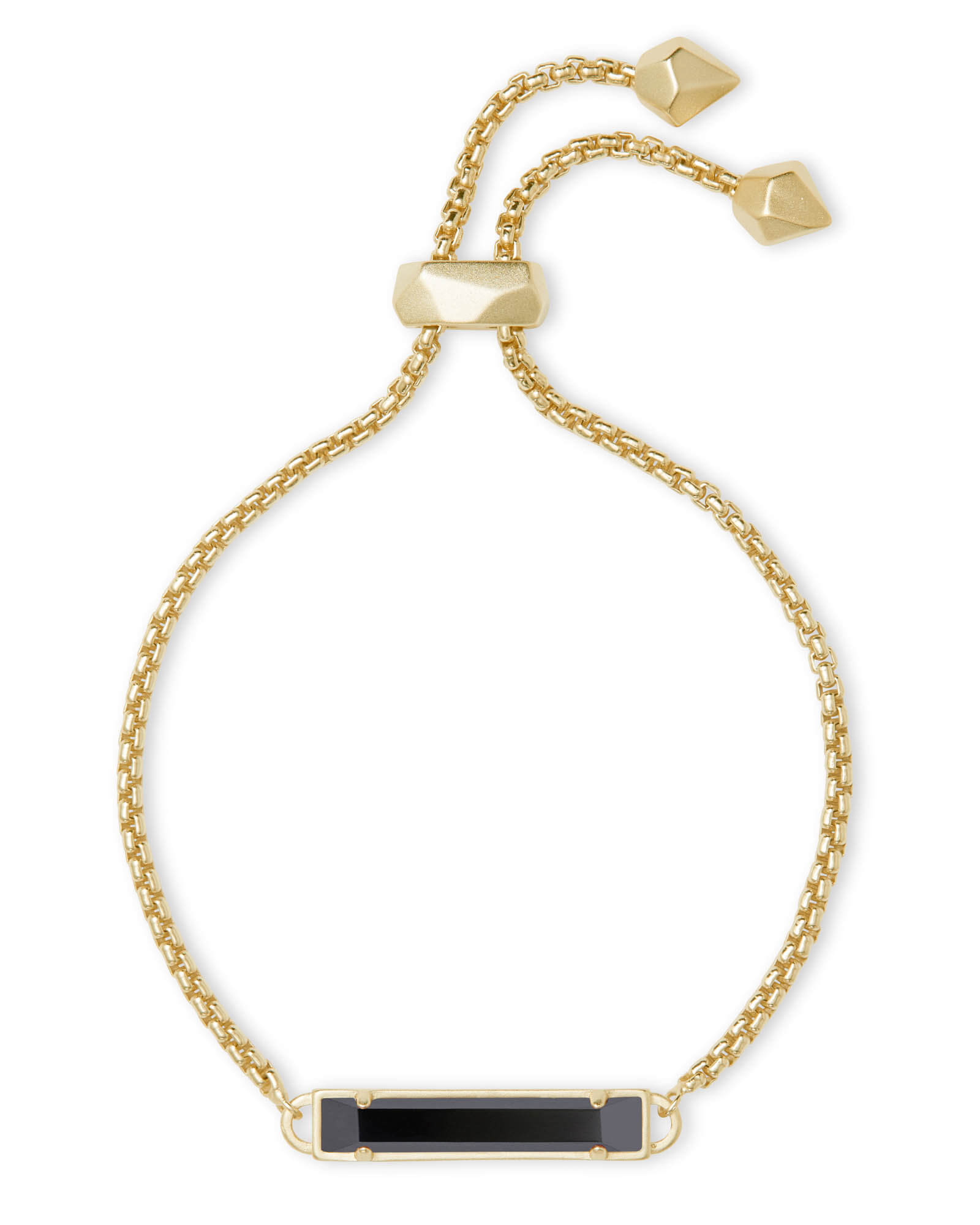 Stan Gold Adjustable Chain Bracelet in Black Opaque Glass