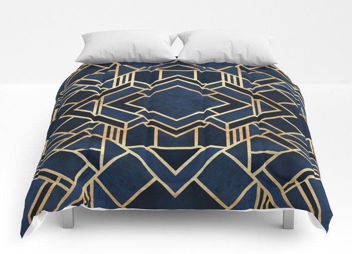 Art Deco Fancy Blue Comforters