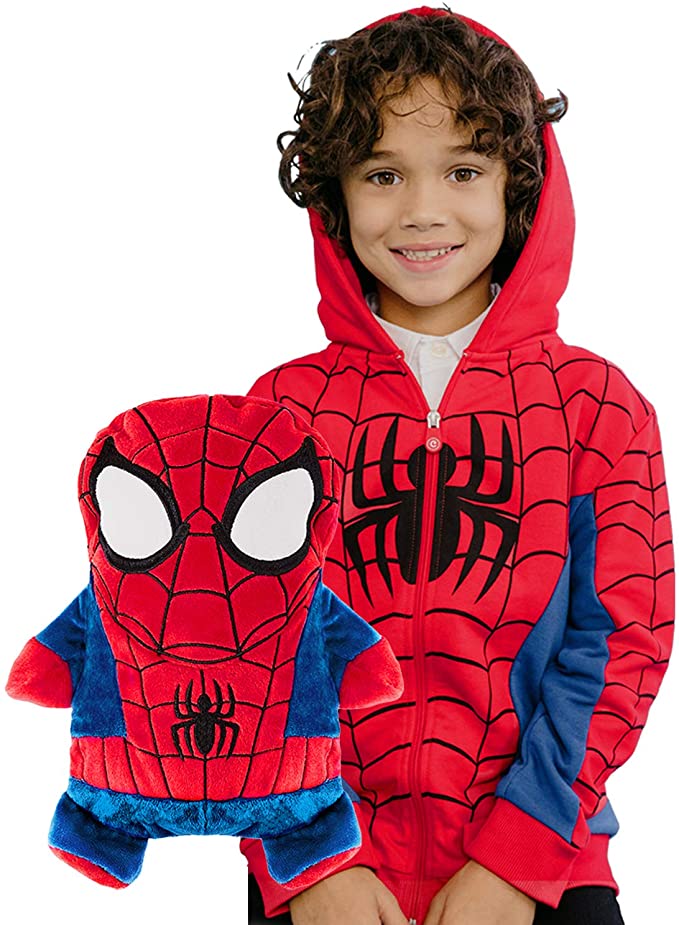 Cubcoats Spider-Man - 2-in-1 Transforming Hoodie and Soft Plushie - Red and Black
