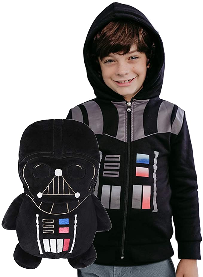 Cubcoats Star Wars Darth Vader - Transforming 2-in-1 Classic Zip-Up Hoodie & Plushie - Black