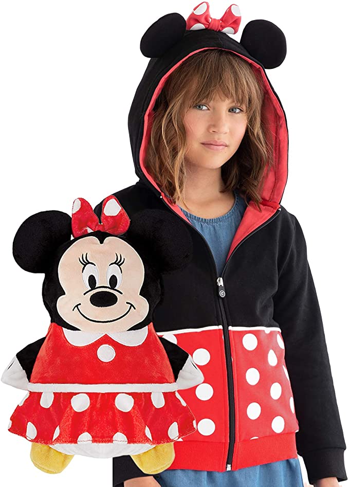 CUBCOATS Minnie Mouse - 2-in-1 Transforming Hoodie and Soft Plushie - Red and Black