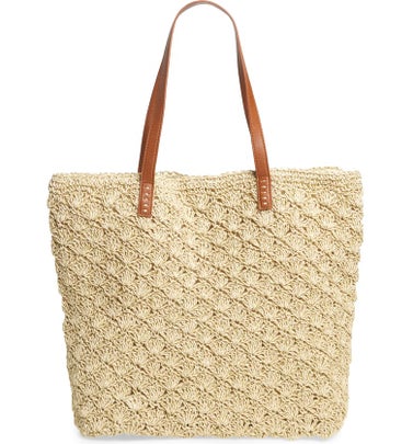 Barnet Metallic Straw Packable Woven Tote