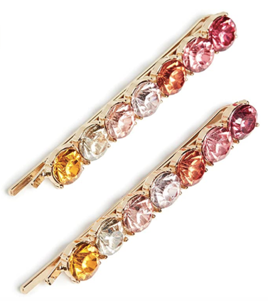 Ombre Rose Pin Set, Multi Pink Crystal