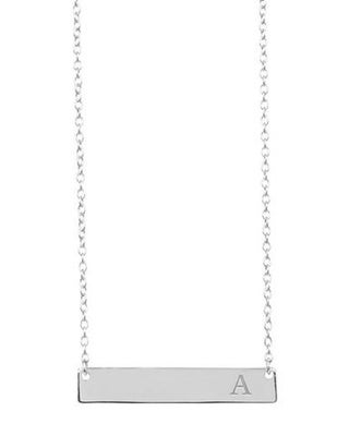 Sterling Silver Bar Initial Necklace