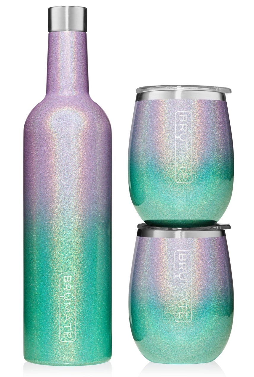 Winesulator + 2 Uncork'd XL Wine Tumblers in Glitter Mermaid