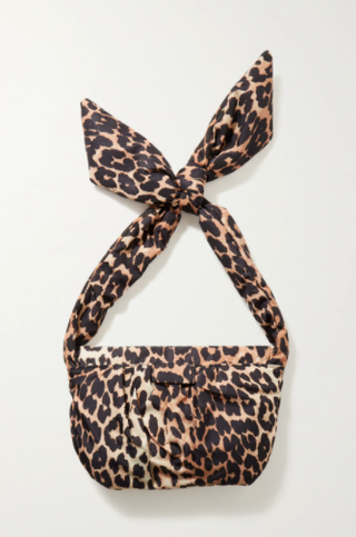 Medium Knotted Leopard-Print Shell Shoulder Bag
