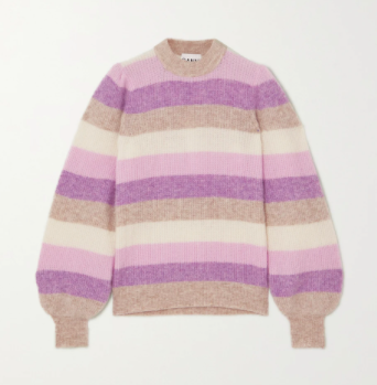 Ganni Striped Ribbed-Knit Sweater