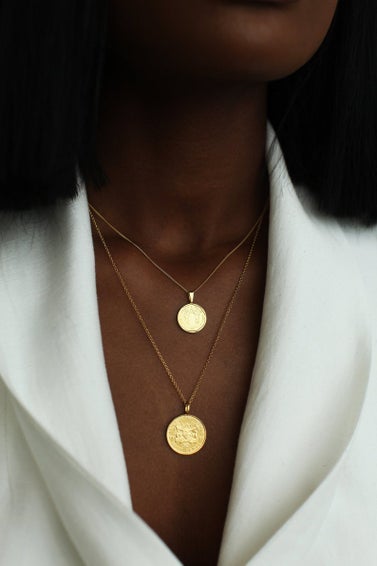 The Double Up Coin Necklace Stack in Gold Vermeil