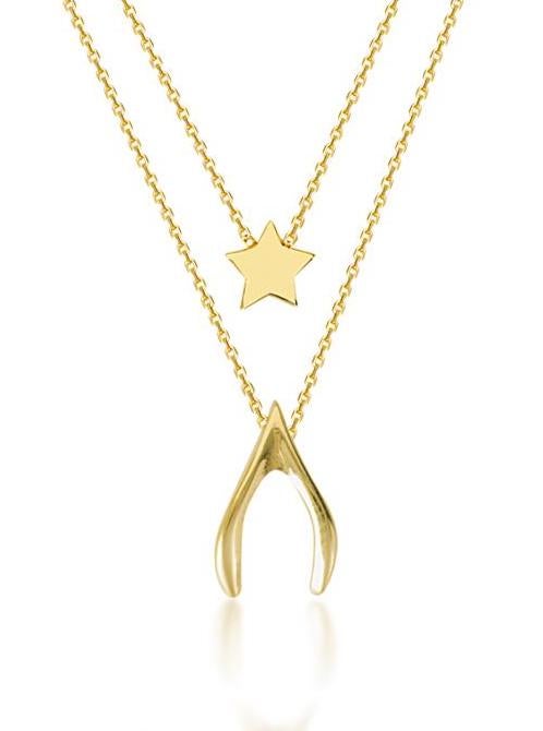 Star And Wishbone Layer Necklace