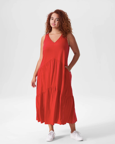 Emily Cupro Maxi Dress - Red
