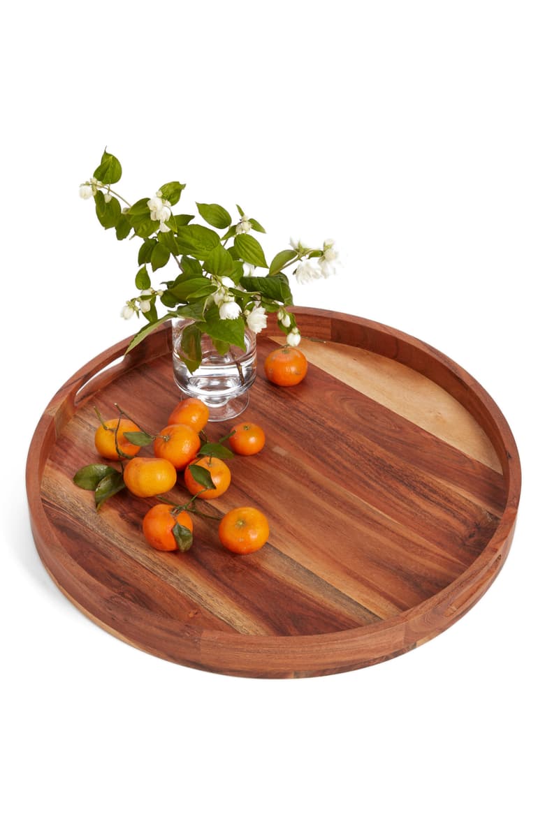 Nordstrom At Home Large Round Acacia Wood Serving Tray