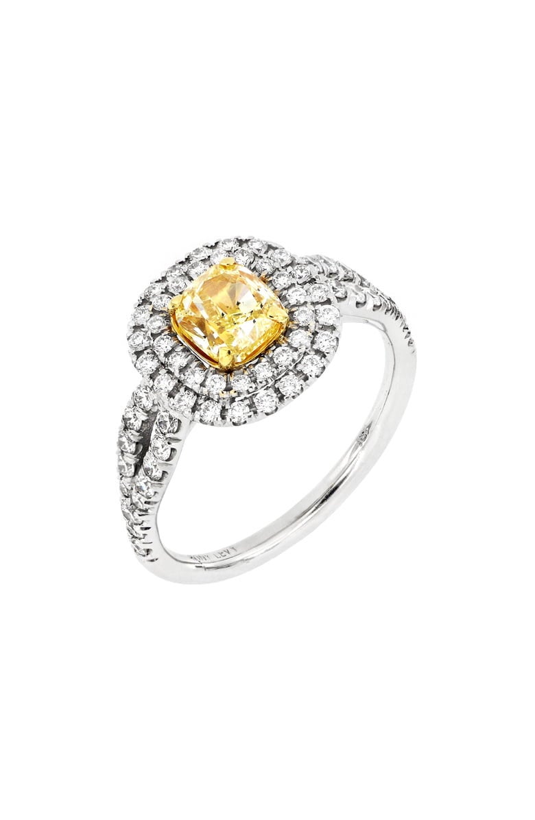 Bony Levy Two-Tone Yellow Diamond Cushion Ring