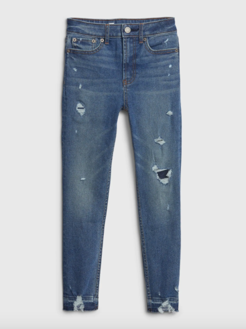 Gap Teen Destructed Sky High Rise Skinny Jeans with Stretch