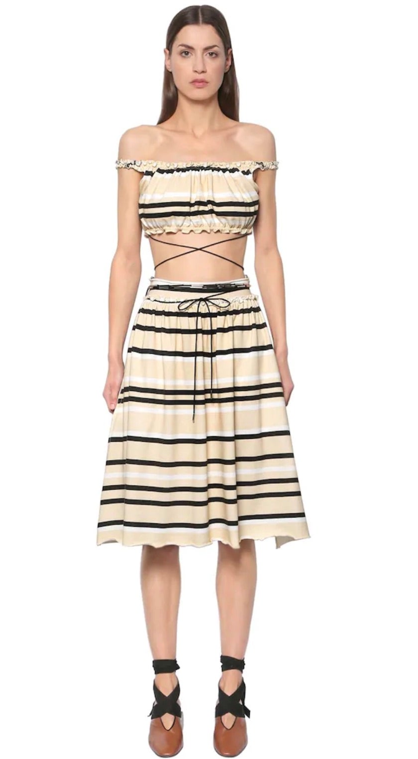 Striped Cotton Jersey Top & Skirt