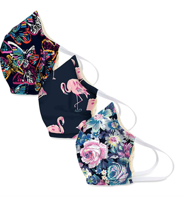 Vera Bradley 3-Pack Double-Layer Cotton Face Mask with Filter Pocket