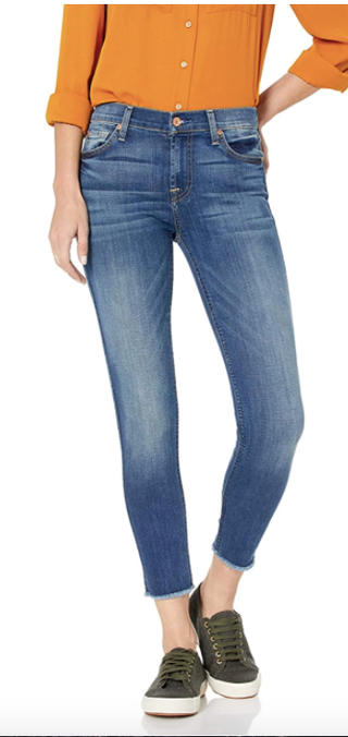 Womens Mid Rise Skinny Fit Ankle Jeans