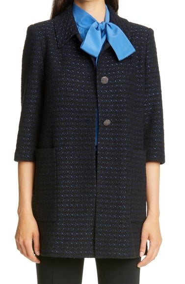 Inlay Boucle Tweed Knit Jacket 