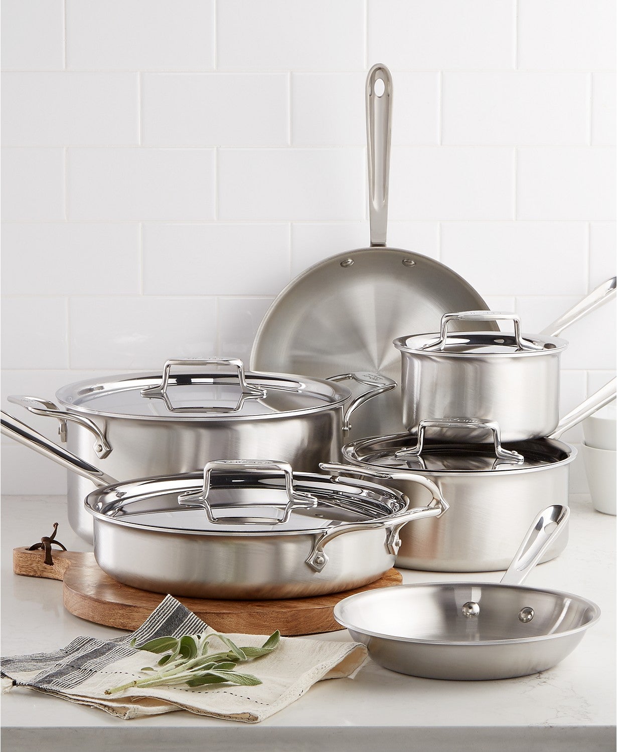 D5 Brushed Stainless Steel 10-Pc. Cookware Set