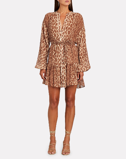  A.L.C. Jen Silk Leopard Mini Dress 