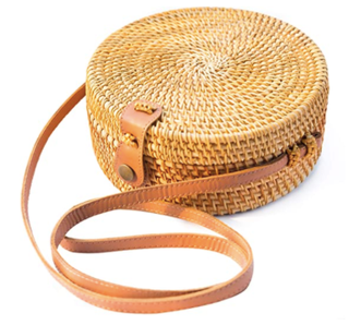 Handwoven Round Rattan Bag Shoulder