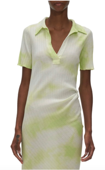 Helmut Lang Tie Dye Rib Cotton Polo Dress