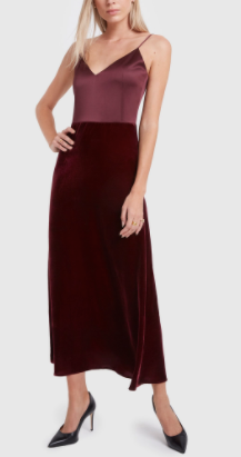 Chelsea Satin-And-Velvet Slip Dress