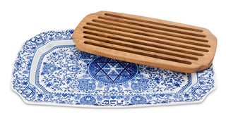 Judaica Challah Tray with Wooden Insert