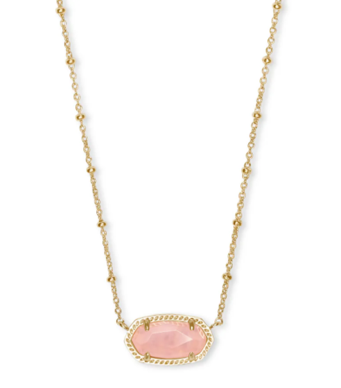 Kendra Scott Elisa Gold Satellite Pendant Necklace In Rose Quartz