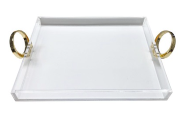 Large Clear Tray With Gold Ring