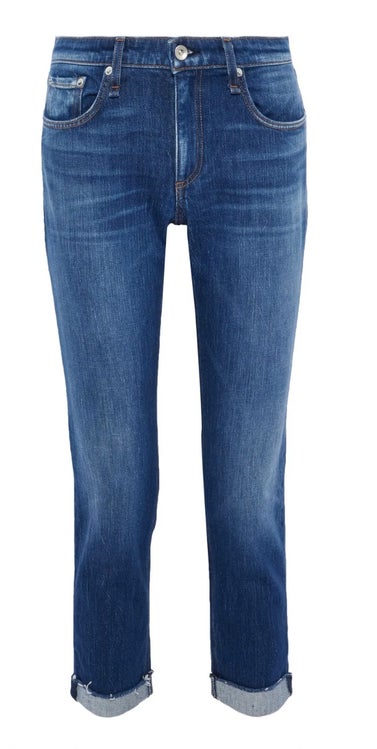 Dre Cropped Faded Mid-Rise Slim-Leg Jeans