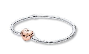 Rose 7.5" Bracelet Heart Clasp Sterling Silver