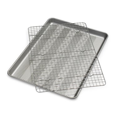 Silver Classic Half Sheet Pan with Cooling & Baking Grid, Set of 2