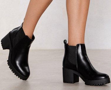 Chelsea Faux Leather and Block Heel Boots