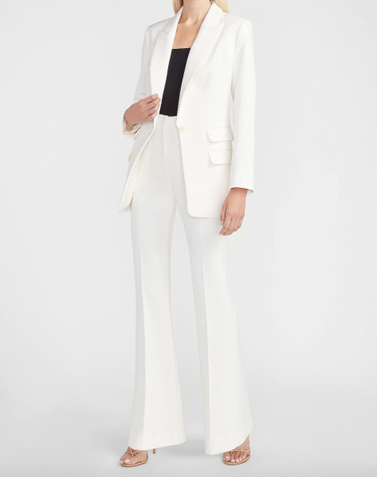 Ivory Seamed Front Flare Pant Suit