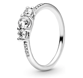 Pandora Clear Three-Stone Cubic Zirconia Ring in Sterling Silver