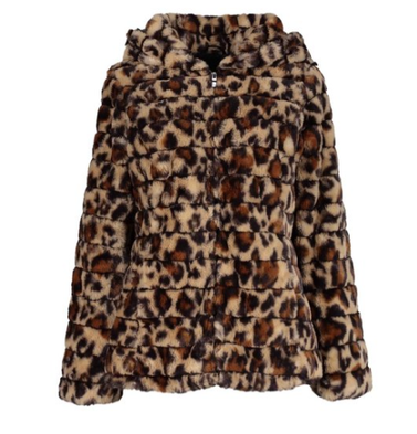 Leopard Faux Fur Quilted Zip Hoodie