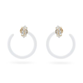 Tendril Crystal, 9kt Rose Gold & Enamel Earrings