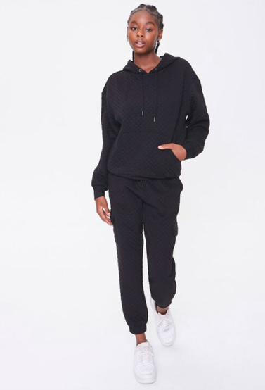 Quilted Drawstring Hoodie & Quilted Drawstring Joggers