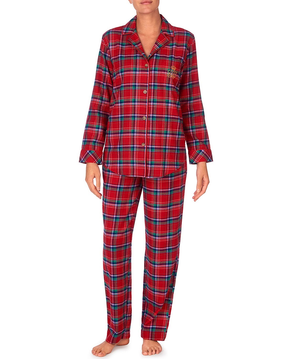 Lauren Ralph Lauren Brushed Twill Plaid Pajamas Set