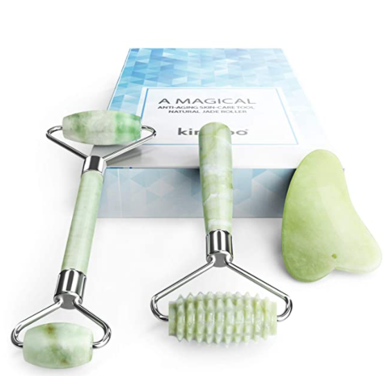 Kimkoo Jade Roller for Face-3 in 1 Kit with Gua Sha Massager Tool