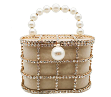 Boutique De FGG Synthetic Pearl Top-Handle Metal Bucket Bag